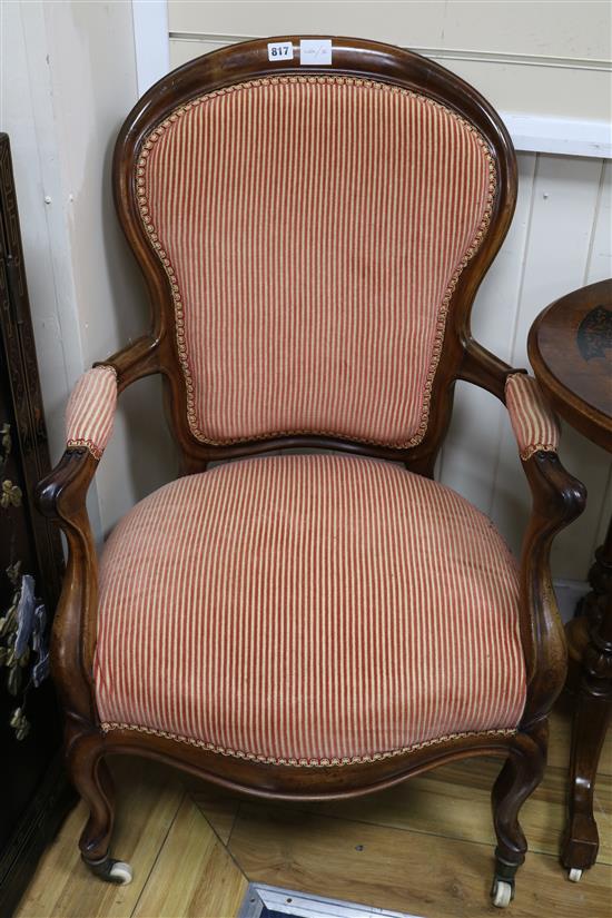 A 19th century French mahogany spoonback armchair